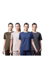 VIMAL JONNEY Solid Round Neck Polyester Lycra Half Sleeves Tshirt for Women-VIMAL55452