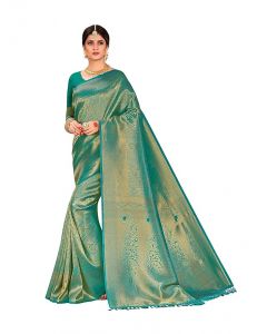 Vardha Women's Brasso Saree with Unstitched Blouse Piece